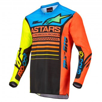 Maglia Cross Alpinestars Racer Compass Black Yellow Fluo Coral Bambino
