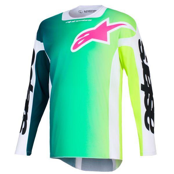 Maglia Cross Alpinestars Racer Portl Jersey Green White Black
