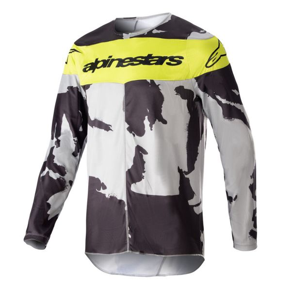 Maglia Cross Alpinestars Racer Tactical Cast Grey Camo Yellow Fluo
