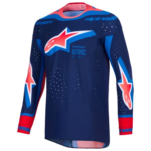 Maglia Cross Alpinestars Supertech Vista Jersey Dark Navy Hot Coral Cobalt