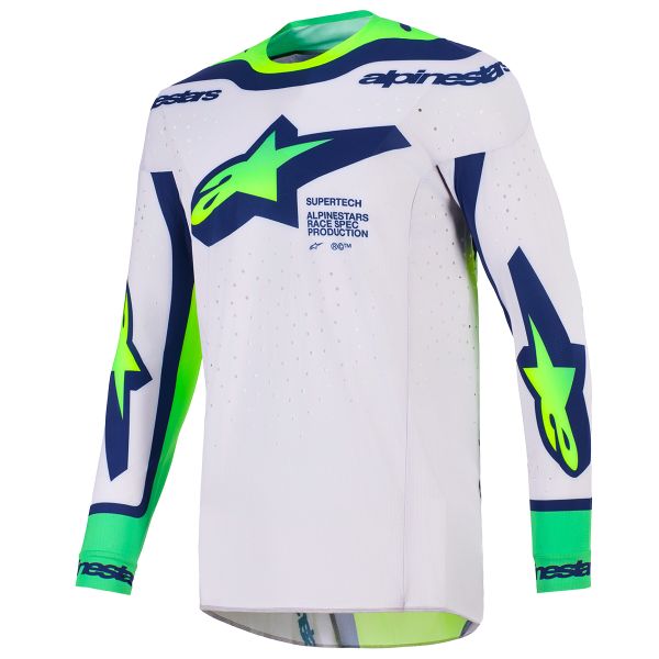 Maglia Cross Alpinestars Supertech Vista Jersey Light Gray Yellow Fluo BlueSupertech Vista Jersey