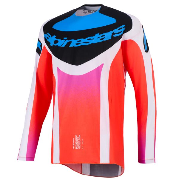 Maglia Cross Alpinestars Techstar Knif Jersey Light Gray Orange Fluo Black