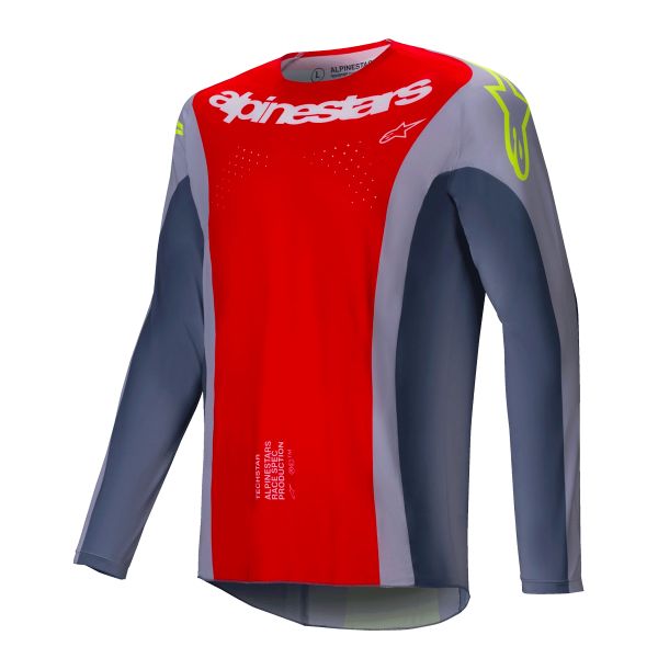 Maglia Cross Alpinestars Techstar Melt Bright Red Gray Maglia Cross Alpinestars Techstar Melt Bright Red Gray