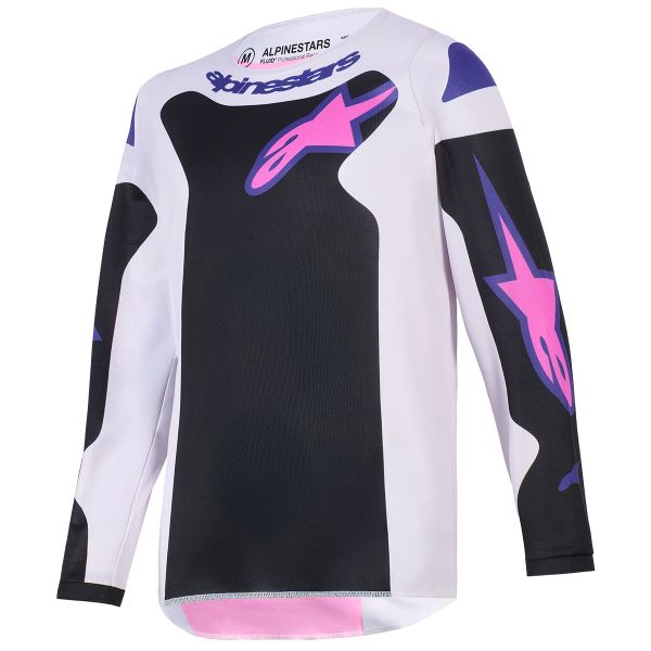 Maglia Cross Alpinestars Youth Fluid Grid Jersey Black Light Gray Purple