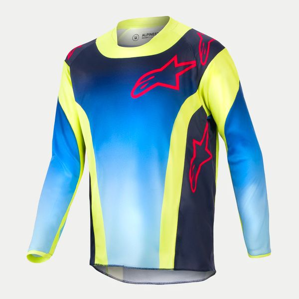 Maglia Cross Alpinestars Youth Racer Hoen Yellow Fluo Blue Night Navy