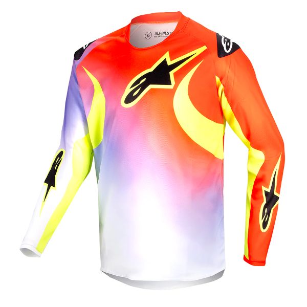 Maglia Cross Alpinestars Youth Racer Lucent White Neon Red Yellow Fluo
