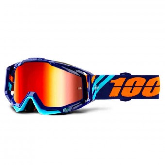 Maschera Cross 100% Racecraft Calculus Navy Mirror Red