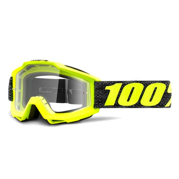 MASCHERA MOTOCROSS ENDURO 100/% STRATA CRAFTY LIME LENTE CHIARA