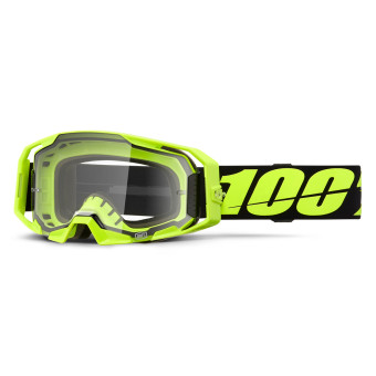 Maschera Cross 100% Armatic giallo fluo - Visiera trasparente
