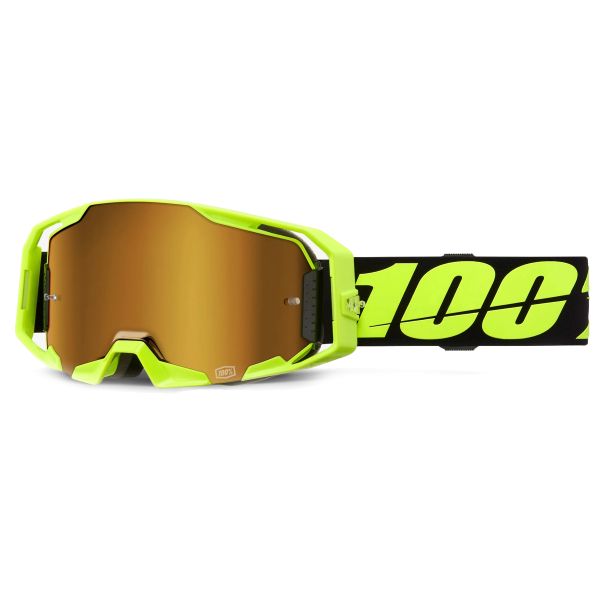 Maschera Cross 100% Visiera Armatic giallo fluo - oro vero a specchio