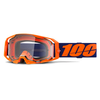 Maschera Cross 100% Armatic Orange Fluo - Visiera trasparente