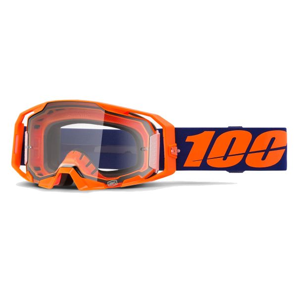 Maschera Cross 100% Armatic Orange Fluo - Visiera trasparente