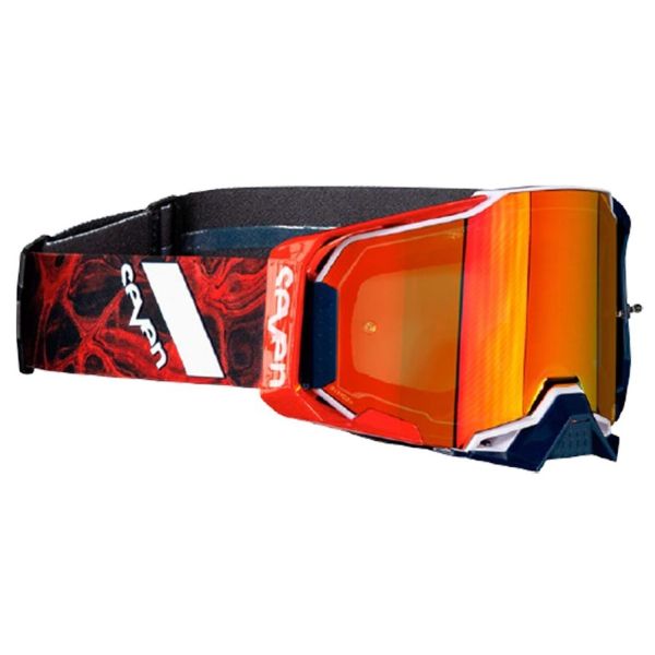 Maschera Cross 100% Armega Seven Onyx - Visiera a specchio rossa