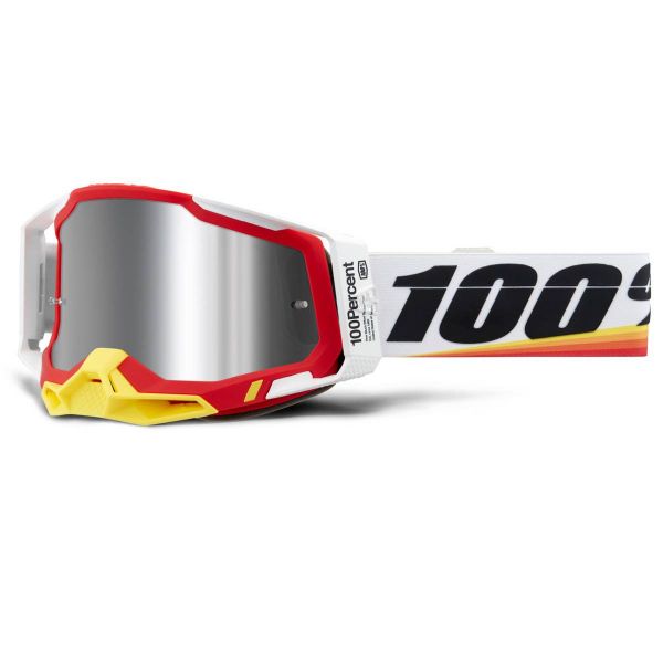 Maschera Cross 100% Racecraft 2 Arsham Red - Iridium Argento