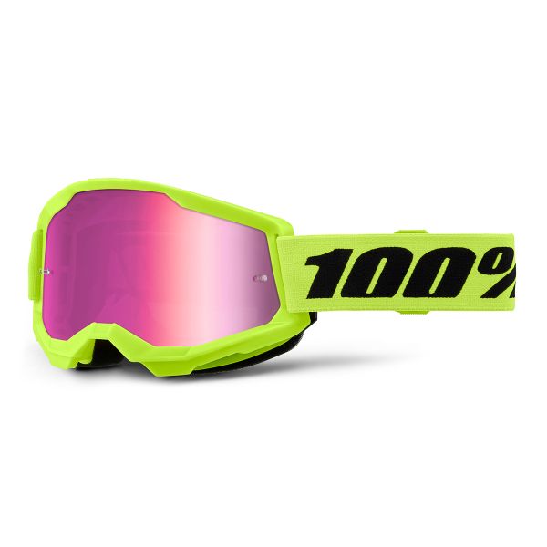 Maschera Cross 100% Strata 2 Neon Yellow - Iridium Pink Maschera Cross 100% Strata 2 Neon Yellow - Iridium Pink