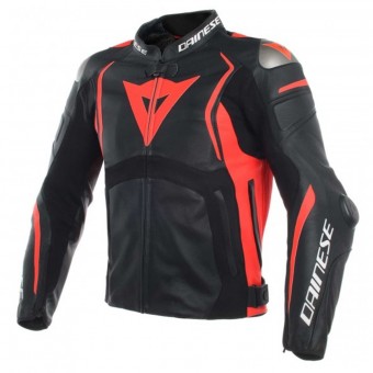 Giacche moto Dainese Mugello Leather Black Fluo Red