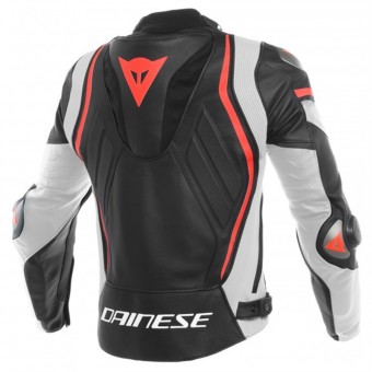 Dainese Mugello Leather Black White Fluo Red