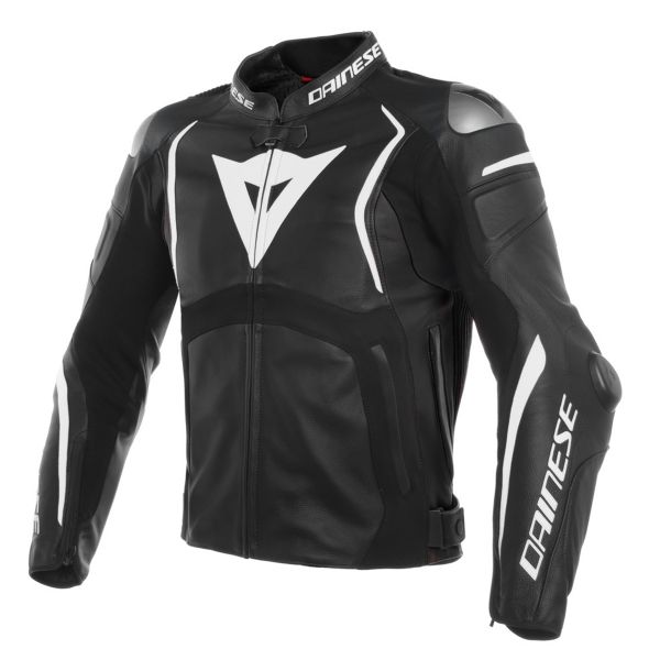 Giacche moto Dainese Mugello Leather Black White Giacche moto Dainese Mugello Leather Black White