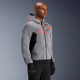 Alpinestars Chrome Superairflow Hoodie Black Mid Gray Red Fluo