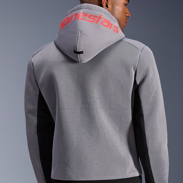 Alpinestars Chrome Superairflow Hoodie Black Mid Gray Red Fluo