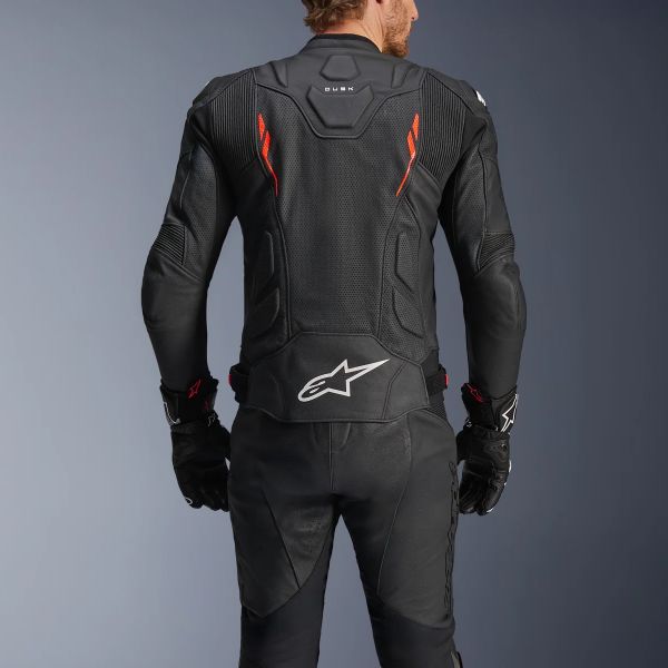 Alpinestars Dusk Airflow Pelle Nero Rosso Fluo