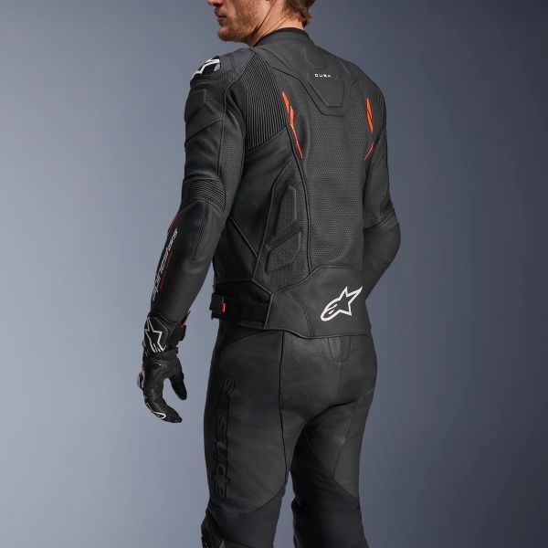Alpinestars Dusk Airflow Pelle Nero Rosso Fluo