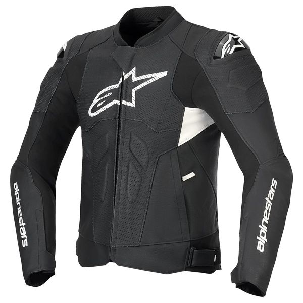 Giacche moto Alpinestars Dusk Airflow Pelle Nero Bianco