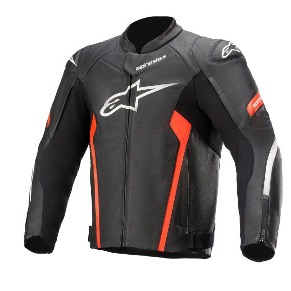Giacche moto Alpinestars Faster V2 Leather Black Red Fluo