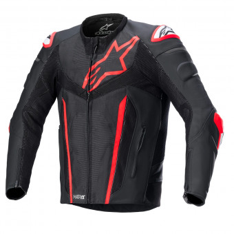 Giacche moto Alpinestars Fusion Leather Black Red Fluo Giacche moto Alpinestars Fusion Leather Black Red Fluo