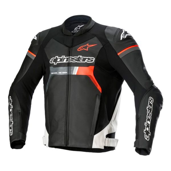 Giacche moto Alpinestars GP Force Leather Black White Red Fluo