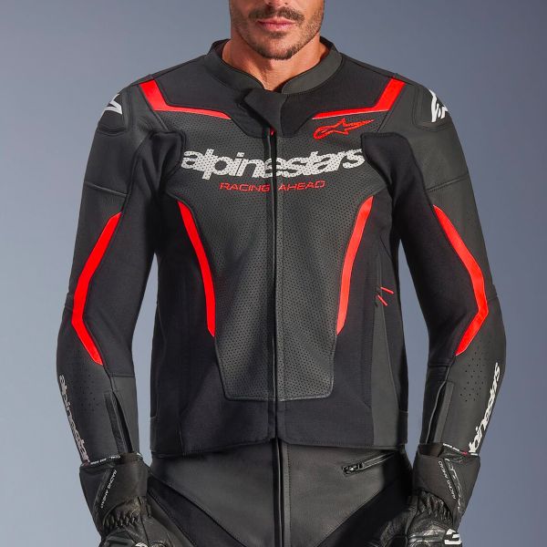 Alpinestars GP Force V2 Leather Black Red Fluo