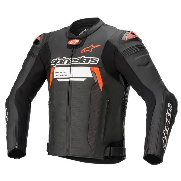 Giacche moto Alpinestars Missile V2 Ignition Leather Black Red Fluo