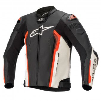 Giacche moto Alpinestars Missile V2 Leather Black White Red Fluo
