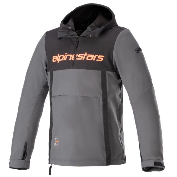 Giacche moto Alpinestars Felpa con cappuccio Sherpa nero grigio catrame rosso fluo