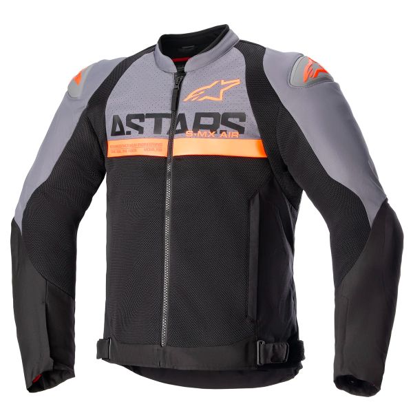Giacche moto Alpinestars Smx Air Grigio Scuro Nero Arancione Fluo