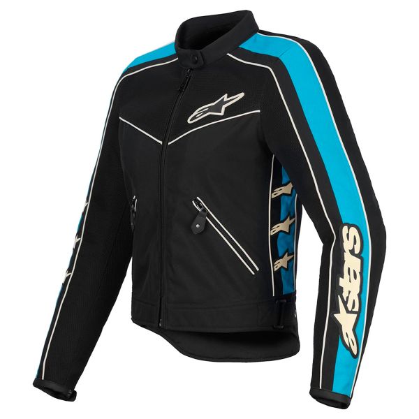 Giacche moto Alpinestars Stella T-Dyno Air Nero Azzurro Ecrù Giacche moto Alpinestars Stella T-Dyno Air Nero Azzurro Ecrù