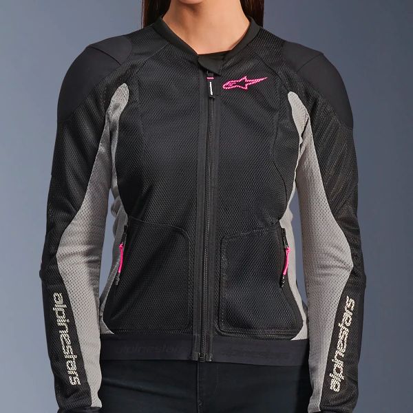 Alpinestars Stella Troop Air Nero Cenere Grigio Rosa Fluo