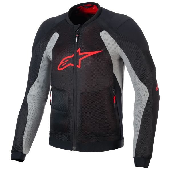 Giacche moto Alpinestars Troop Air Nero Grigio Cenere Rosso Brillante Giacche moto Alpinestars Troop Air Nero Grigio Cenere Rosso Brillante