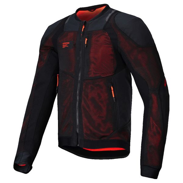 Giacche moto Alpinestars Troop Air Pro Nero Rosso Fluo Giacche moto Alpinestars Troop Air Pro Nero Rosso Fluo