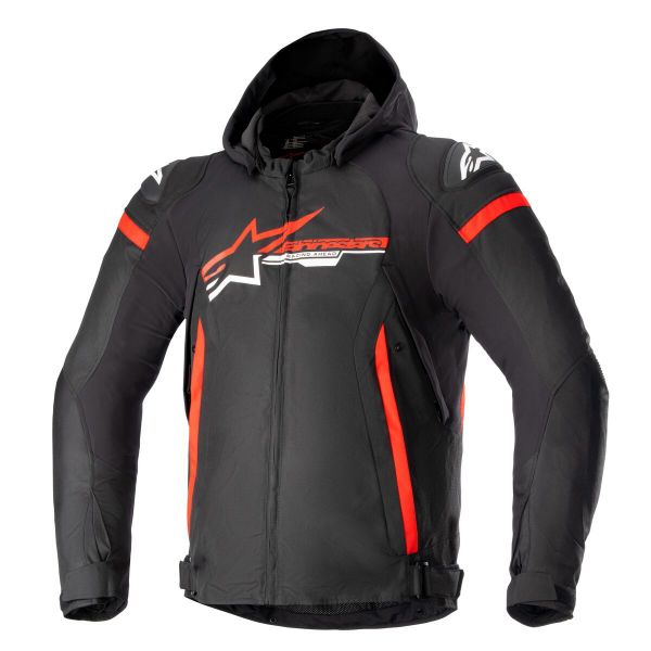 Giacche moto Alpinestars Zaca impermeabile Nero Rosso brillante Bianco