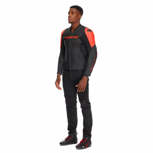 Dainese Corsa 5 Pelle Nero Rosso Fluo