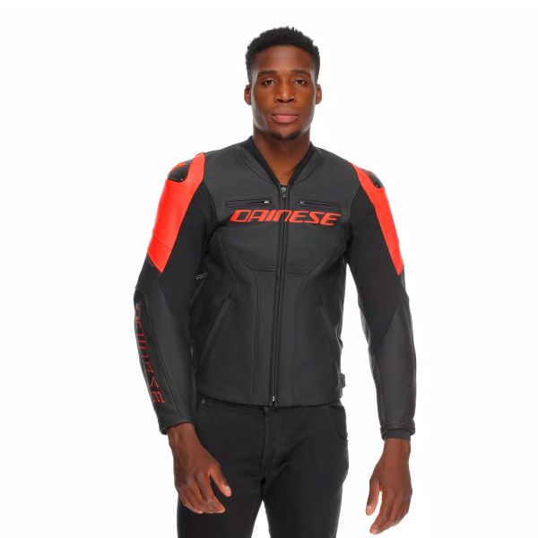 Dainese Corsa 5 Pelle Nero Rosso Fluo
