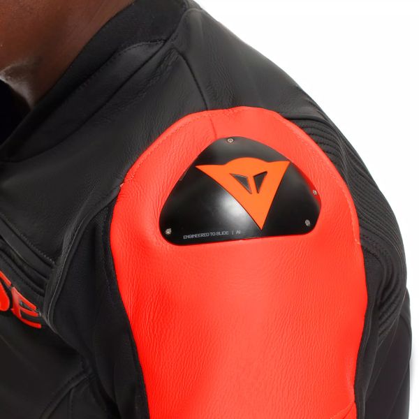 Dainese Corsa 5 Pelle Nero Rosso Fluo