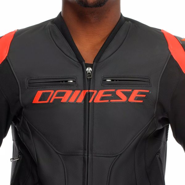 Dainese Corsa 5 Pelle Nero Rosso Fluo