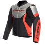 Giacche moto Dainese Corsa 5 Pelle Argento Nero Rosso Fluo