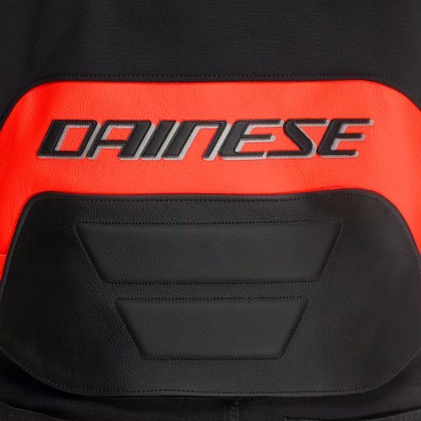 Dainese Corsa 5 Pelle Argento Nero Rosso Fluo