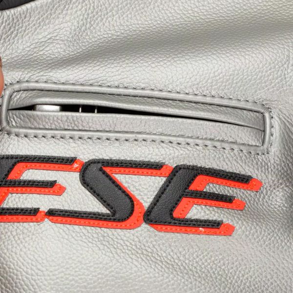 Dainese Corsa 5 Pelle Argento Nero Rosso Fluo