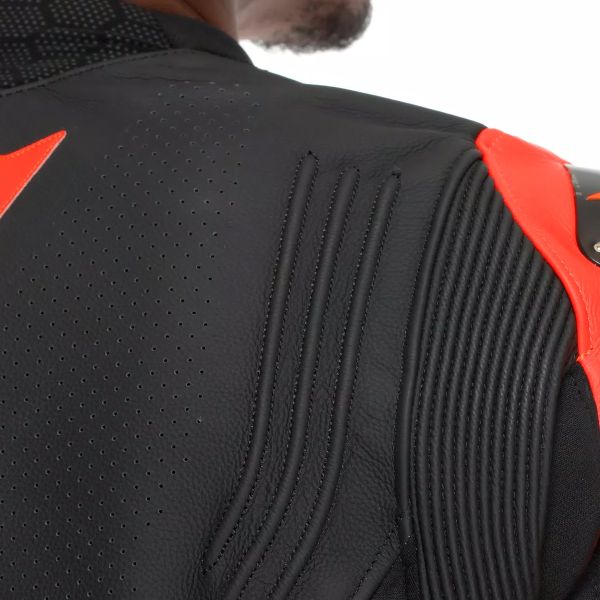 Dainese Racing 5 Perf Leather Black Red Fluo