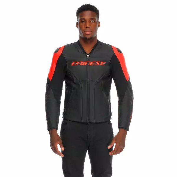 Dainese Racing 5 Perf Leather Black Red Fluo