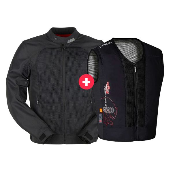 Airbag per moto Furygan Genesis Mistral Evo 2 Black + Gilet Airbag Paraschiena D3O